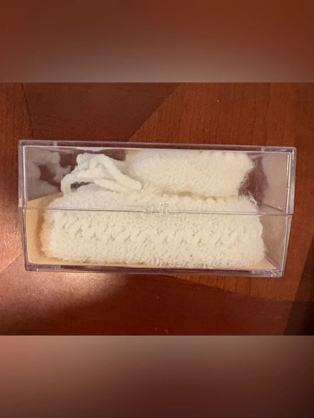 NWT VINTAGE 1970’s Off-White Baby Booties with Original Box, Size 0-3 mo